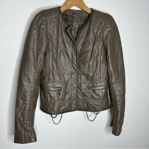Patrizia Pepe Firenze Leather Soft Jacket Sz 40 Chain
